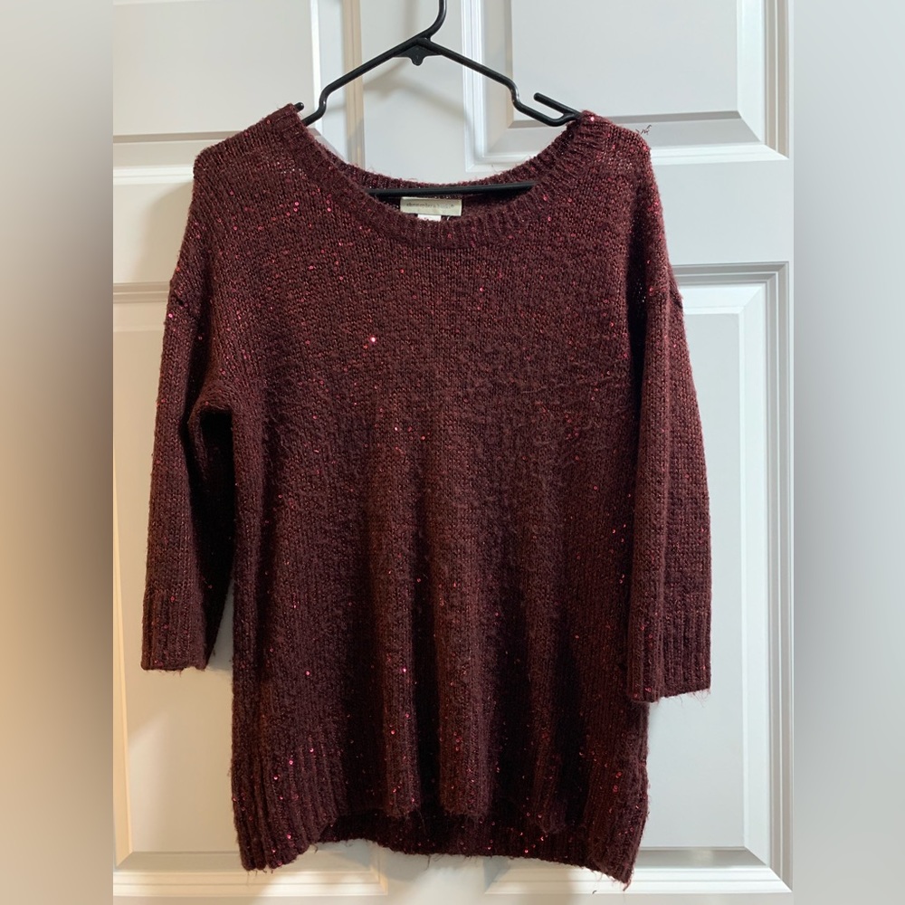 Burgundy with pink sparkle sweater